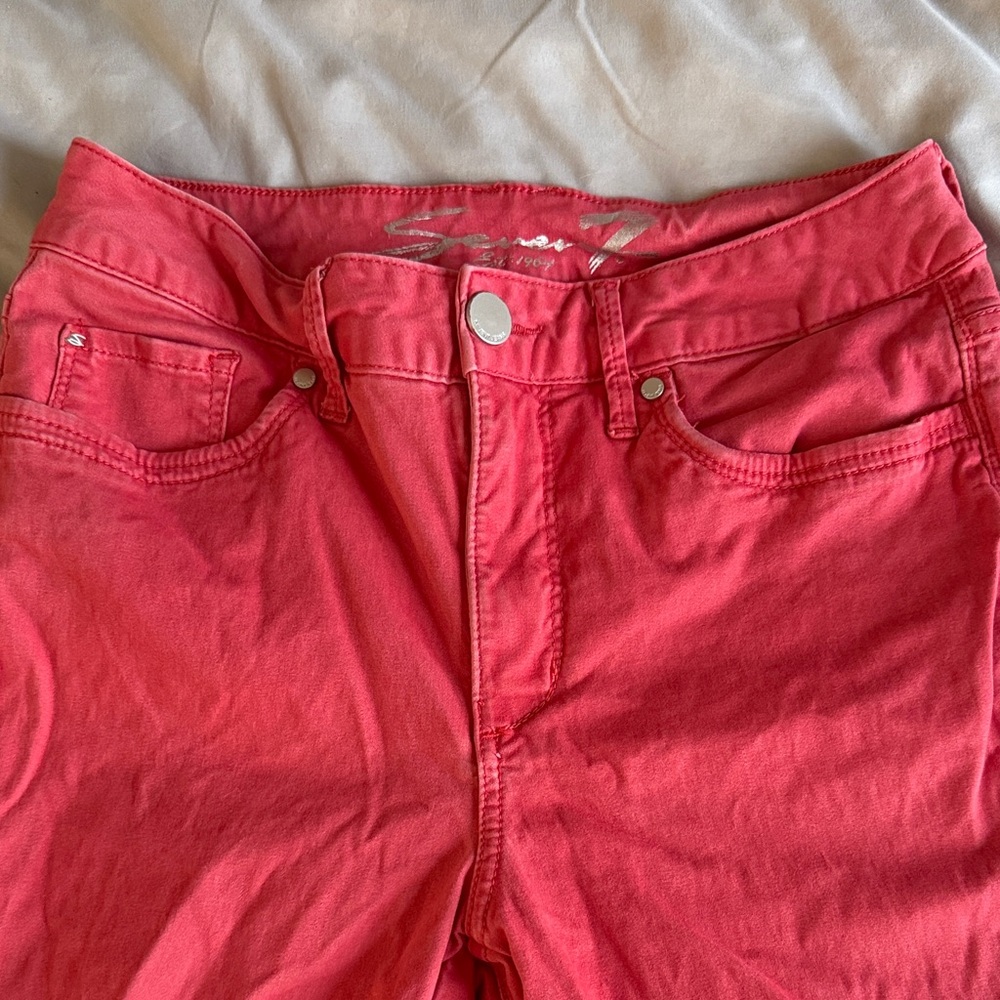 Seven for all Mankind Signature Women's Vibrant Red High Rise crop Jeans